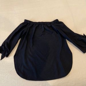 TIBI off the shoulder Long Sleeve Blouse, Navy, Size 0